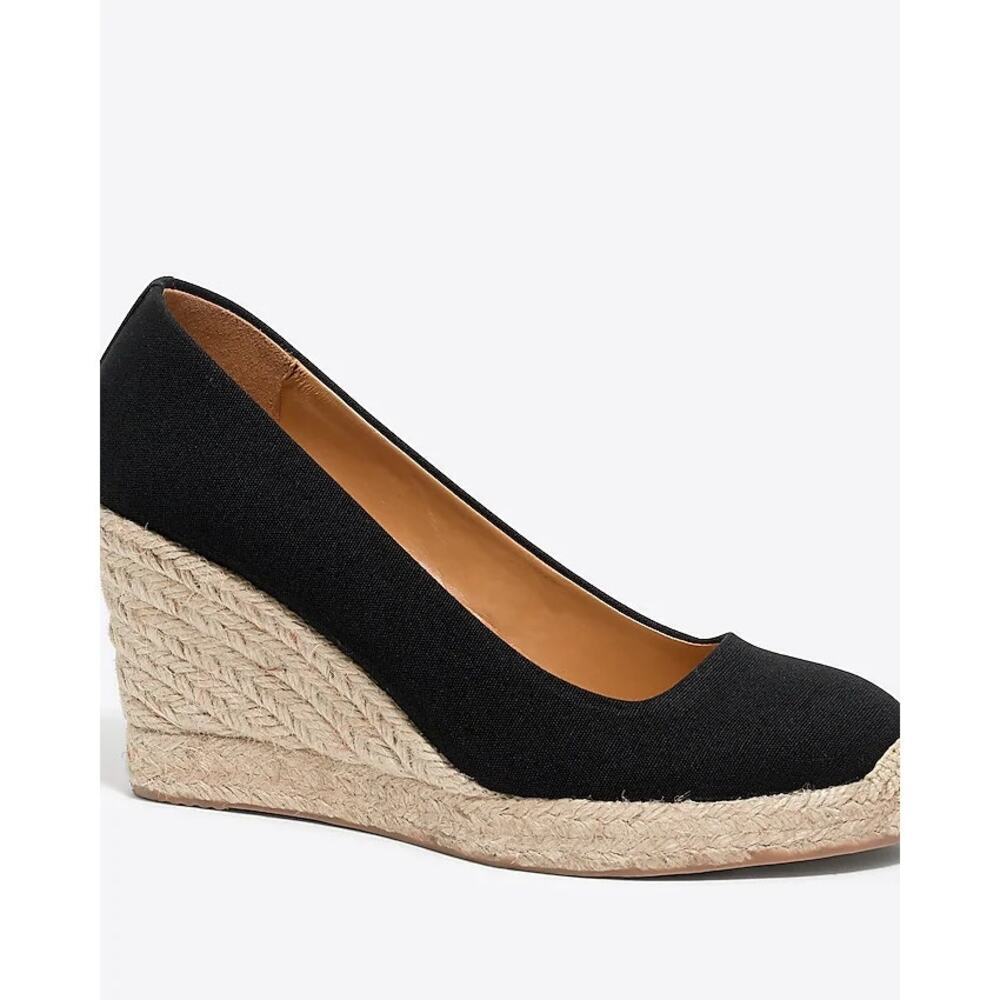 J. Crew black Canvas espadrille wedges sz 7